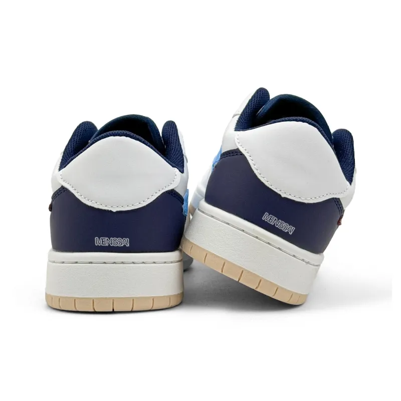 Mengsai Anti Slip Wear Resistant Low Top Skateboard Shoes Unisex Sapphire Mismatched-3