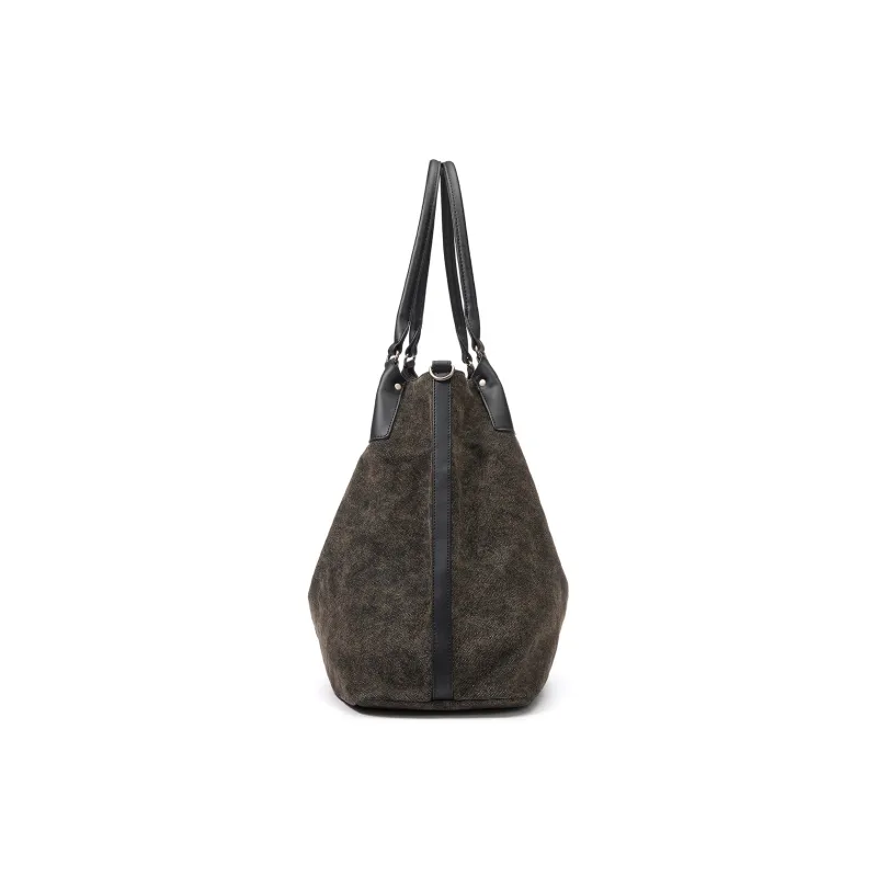 Yawei Kuroda Canvas Ri Lock Shoulder Bag Tubas Unisex Brown Green-4
