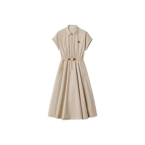 MIU MIU Short Sleeved Dress Women's Ivory