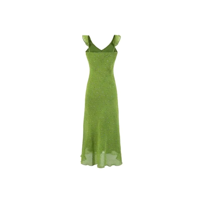 ETSE Slip Dresses Women's Green Floral Dress-1
