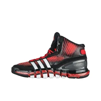 Adidas Adipure Anti Slip Wear Resistant Mid Top Basketball Shoes Men's Black Red