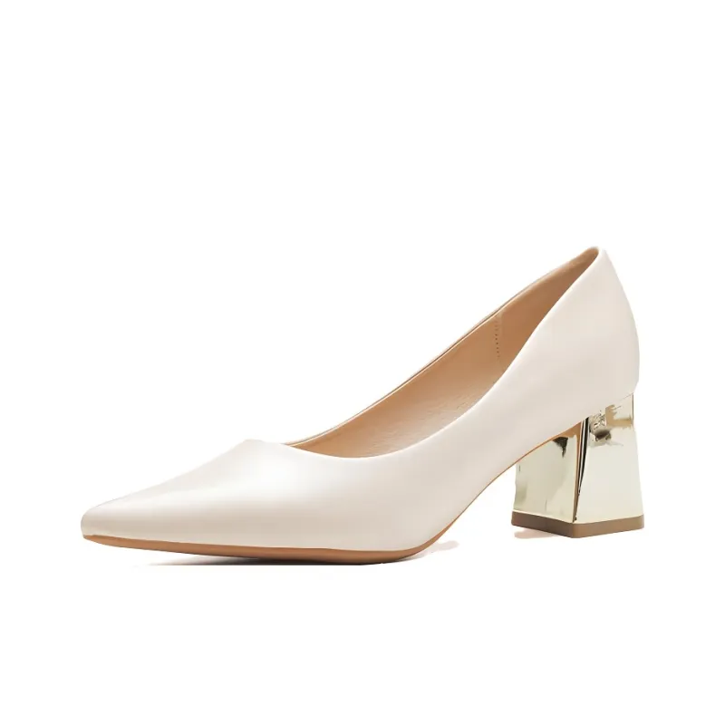 GOSO Block Heel High Heels 6CM Women's Apricot-0