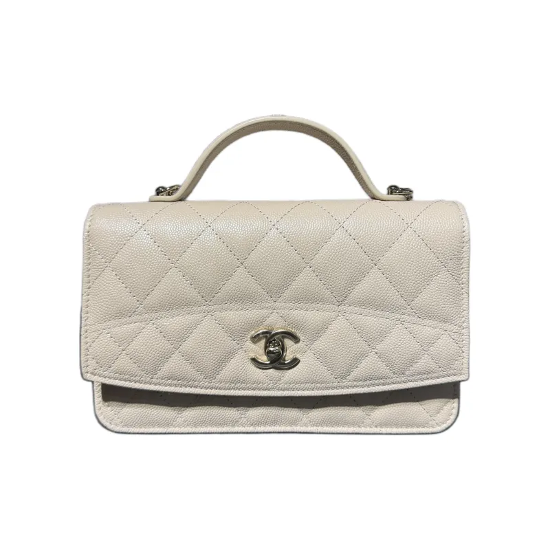 CHANEL Grain Calfskin Shoulder Bag, Crossbody Bag, Handbag Women's Ecru-0