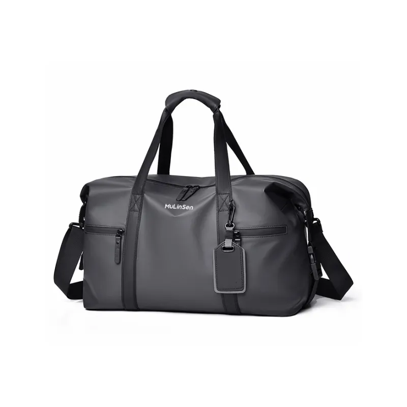 Mulinsen Polyester+PU Travel Bag Unisex Black/Gray-4