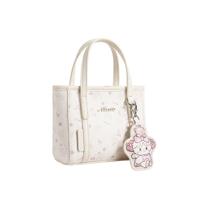 AILUXI MIKKO ILLUSTRATIONS Collaboration Artificial Leather Handbag Women's Milkshake White-1