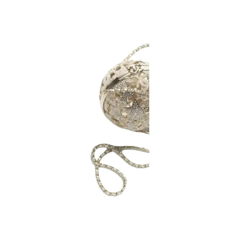 CHANEL Metal With Rhinestone Evening Bag Shoulder Bag Women's Gold-1