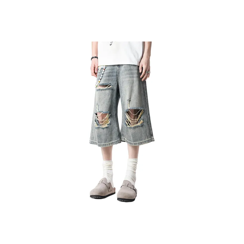 SOIE Denim Shorts Unisex Washed Blue-0