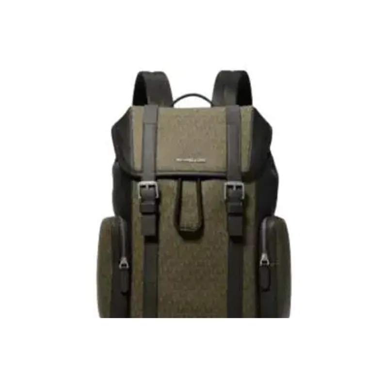 MICHAEL KORS Hudson Coated Canvas Backpack Men's Olive-3