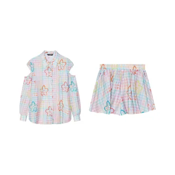 ELF SACK Casual Suits Women's Floral Multicolor Plaid