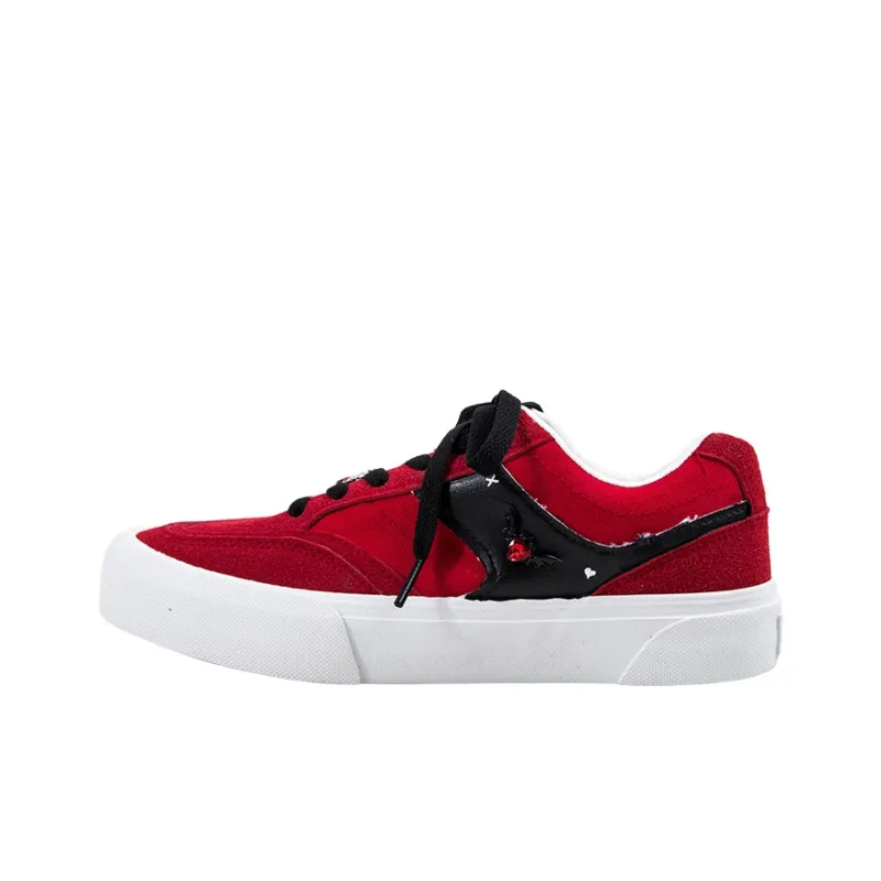 BOOM GUY POW Explosion Energy 100% Slip Resistant, Abrasion Resistant, Lightweight Low Top Skateboard Shoes Women's Red-1