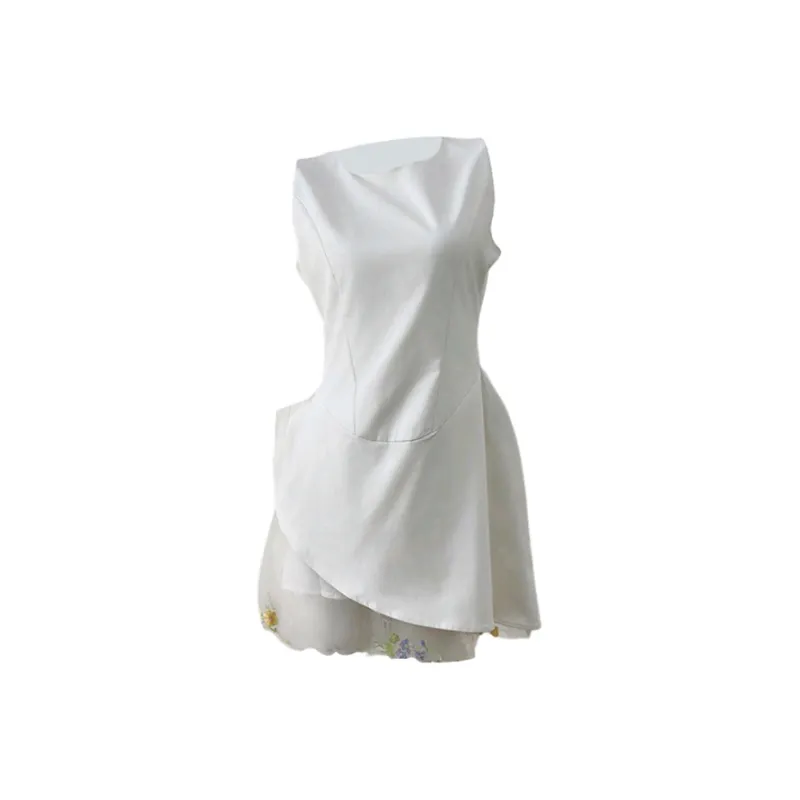 ETSE Sleeveless Dresses Women's White Dress-0