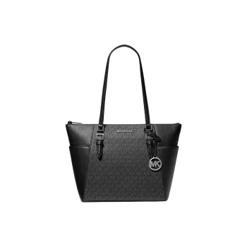 MICHAEL KORS Charlotte Canvas Polyurethane Tote Bag, Shopping Bag, Shoulder Bag, Handbag Regular Women's Black