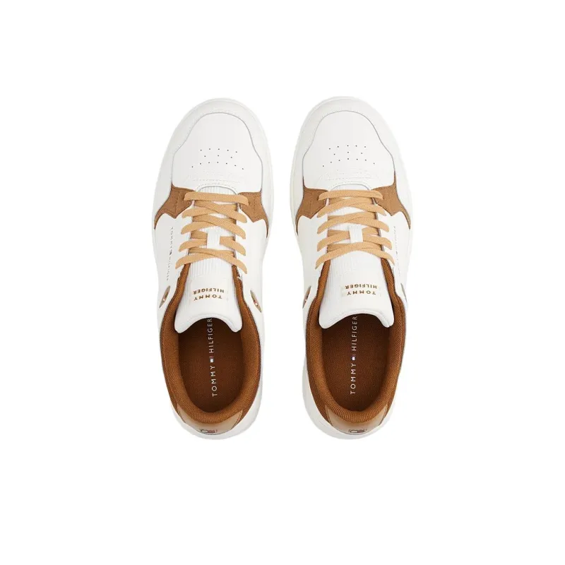 Tommy Hilfiger Trainers Anti Slip Wear Resistant Low Top Skateboard Shoes Men's White Brown-3
