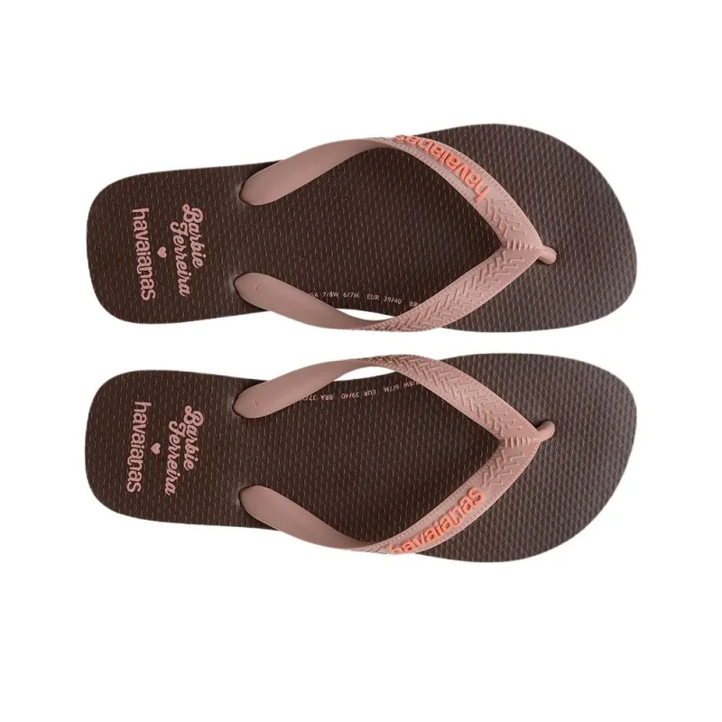 Havaianas Rubber Sole Abrasion Resistant Flip Flops Unisex Brown-3