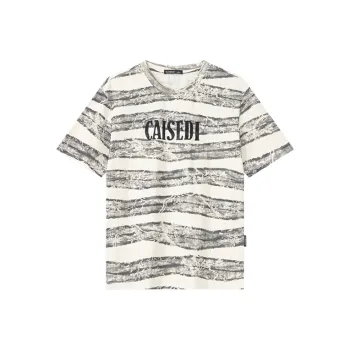 CAISEDI T Shirts Men Gray White Stripes
