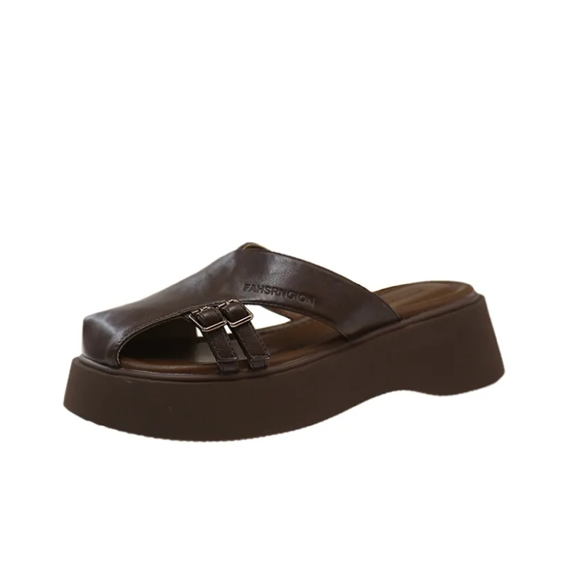 WUJI Rubber Sole Metal Cut Out Slip Resistant Abrasion Resistant Closed Toe Slippers Women's-7