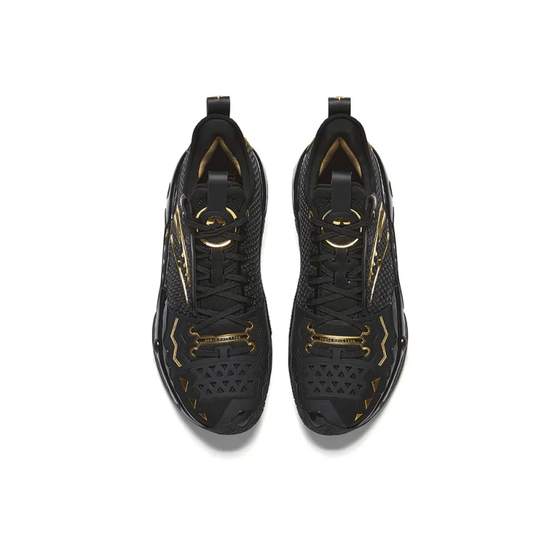 Anta Frenzy 5 Pro Cushioning, Wear Resistant Low Top Carbon Plate Basketball Shoes Men's Black Gold-2