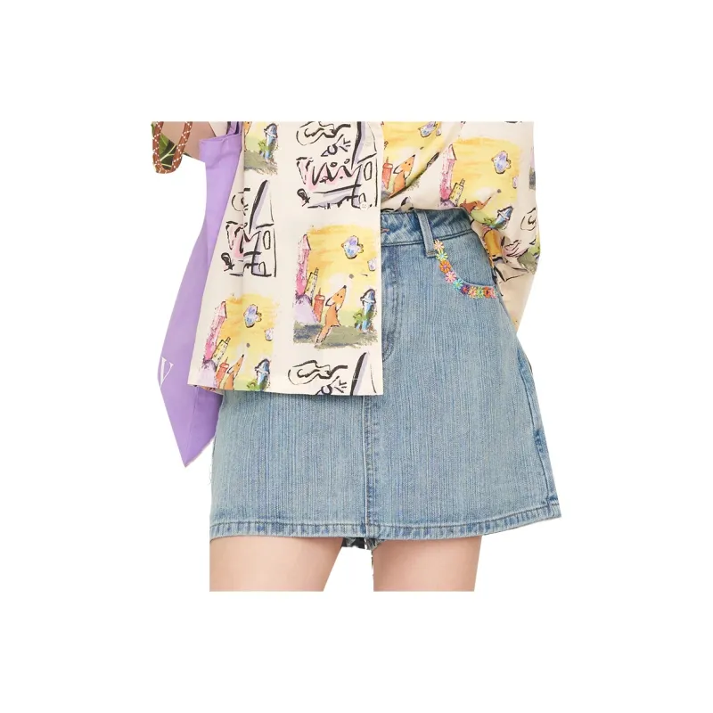 ELF SACK Denim Short Skirts Women's-1