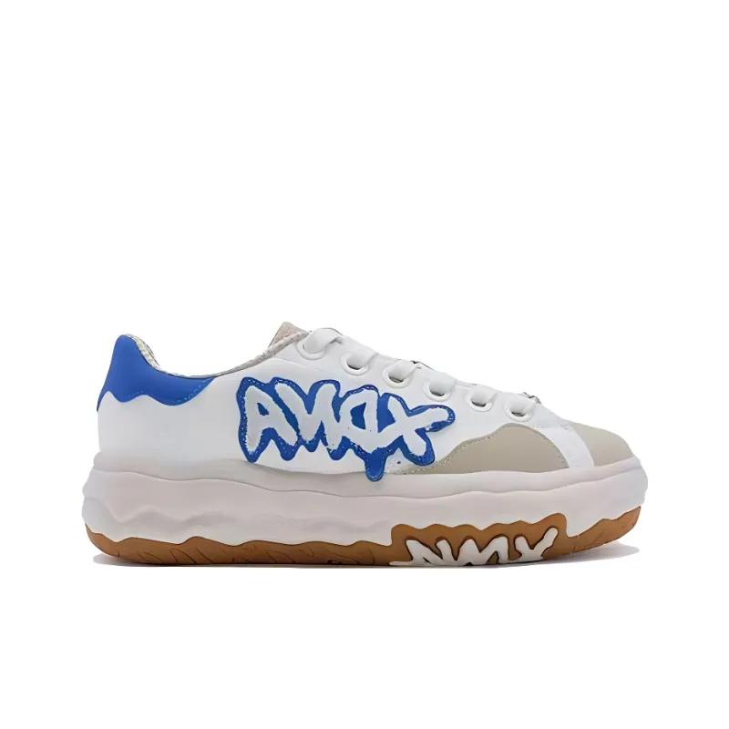 XTEP Slip Resistant, Abrasion Resistant, Lightweight Low Top Skateboard Shoes Men's White Blue-1
