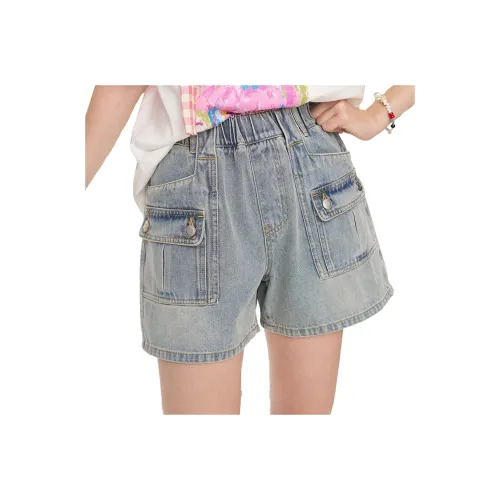 ELF SACK Denim Shorts Women's Washed Light Blue