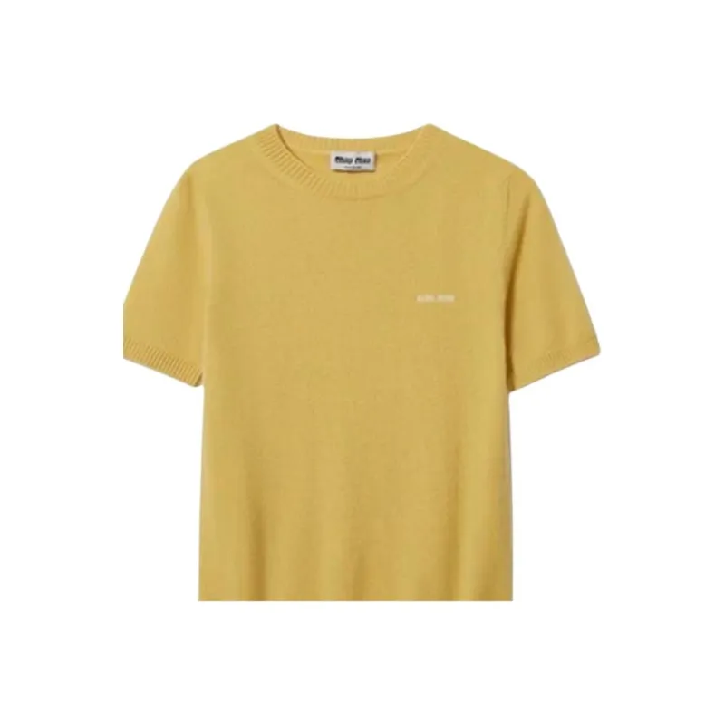 MIU MIU Cashmere Sweater Women's Yellow Jade Color-1