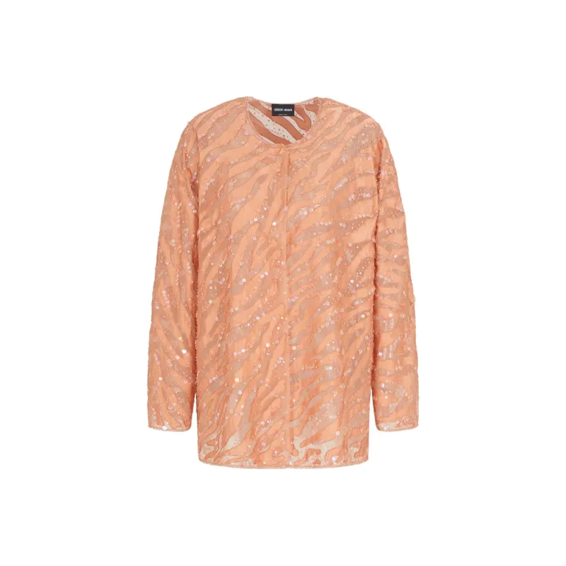 GIORGIO ARMANI Organza Shirt With Animal Skin Motif Embroidery-0