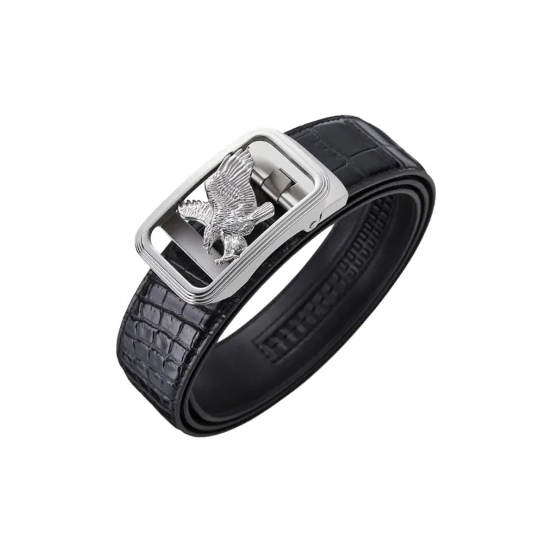 Jeccieziio Cow Top Grain Leather Belts Men's Gold, Silver Width 3.5CM-7