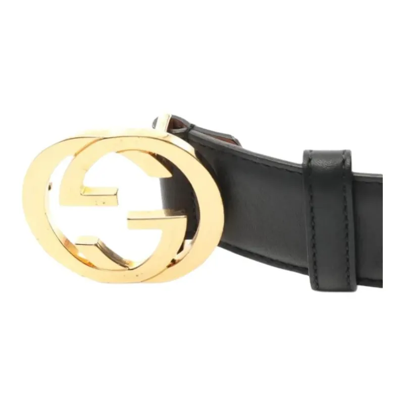 GUCCI Calfskin Leather Belts Women's Black 3.5CM-2