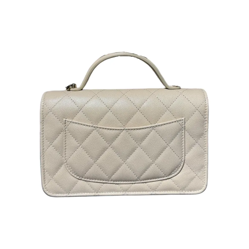 CHANEL Grain Calfskin Shoulder Bag, Crossbody Bag, Handbag Women's Ecru-1