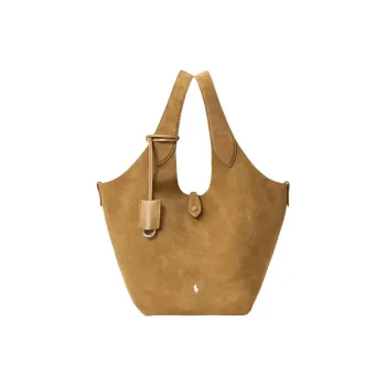 Polo Ralph Lauren Leather Handbag Medium Size Women's Caramel