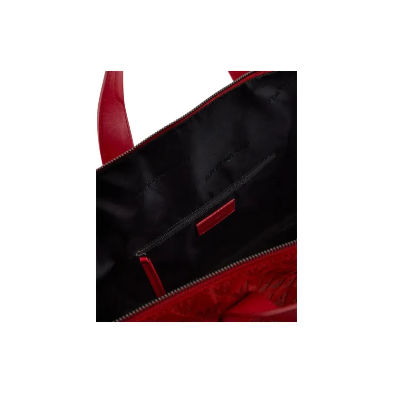 EMPORIO ARMANI Cow Leather Travel Bag Red-4