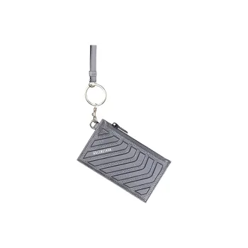 Balenciaga Grained Calfskin Lanyard Card Holder Men's Dark Gray