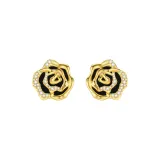 Blossom Rose Black Agate Stud Earrings