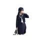 Revised Dark Blue Three-Part Long-Sleeved Top+White Collar Towel+Buckle+Dark Blue Short Skirt