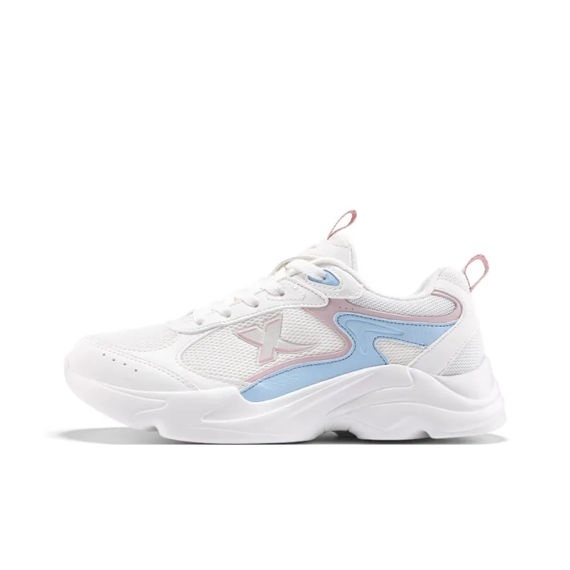 XTEP Hydrogen Wind Technology Breathable And Lightweight Low Top Casual Running Shoes Women's White Blue Pink-0