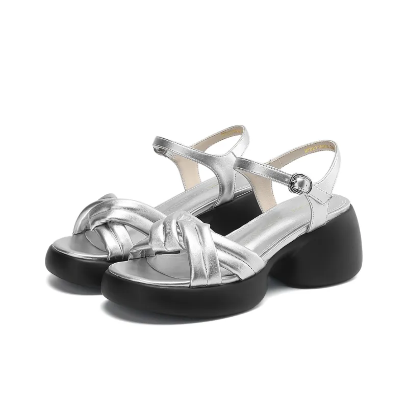 D FUSE SCANDINAVIA One Strap Sandals Women's Silver-0