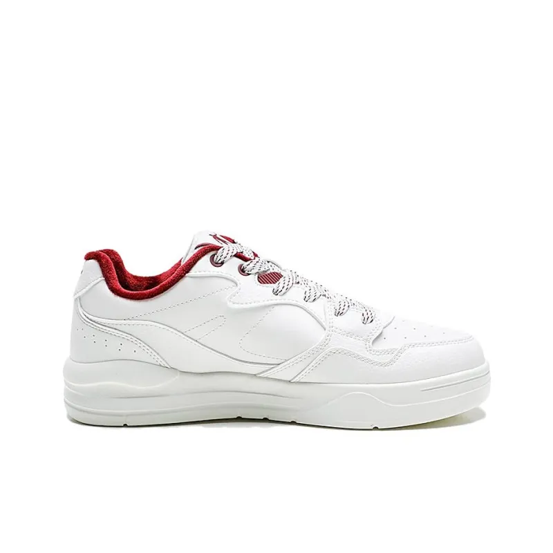 QIAODAN Thermal Slip Resistant Low Top Skateboard Shoes Men's White Red-1