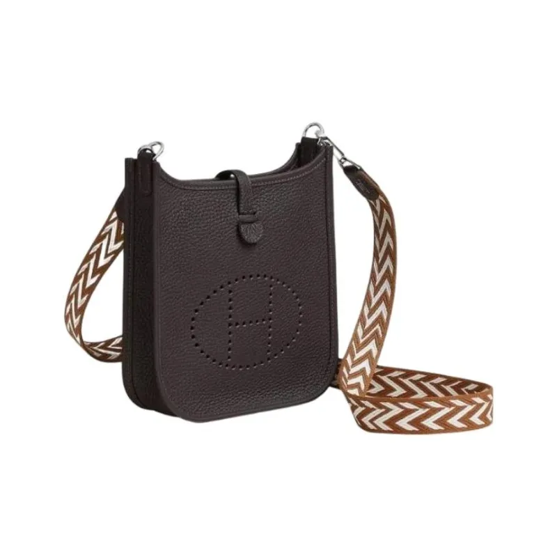 HERMES Evelyne Clemence Bullock Leather Shoulder Bag Women's Brown-1