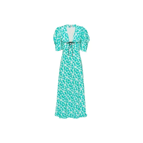 MIU MIU SS22 Short-Sleeved Raffiaes Women's Blue