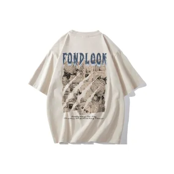 FONDLOOK T Shirts Unisex Light Beige Apricot