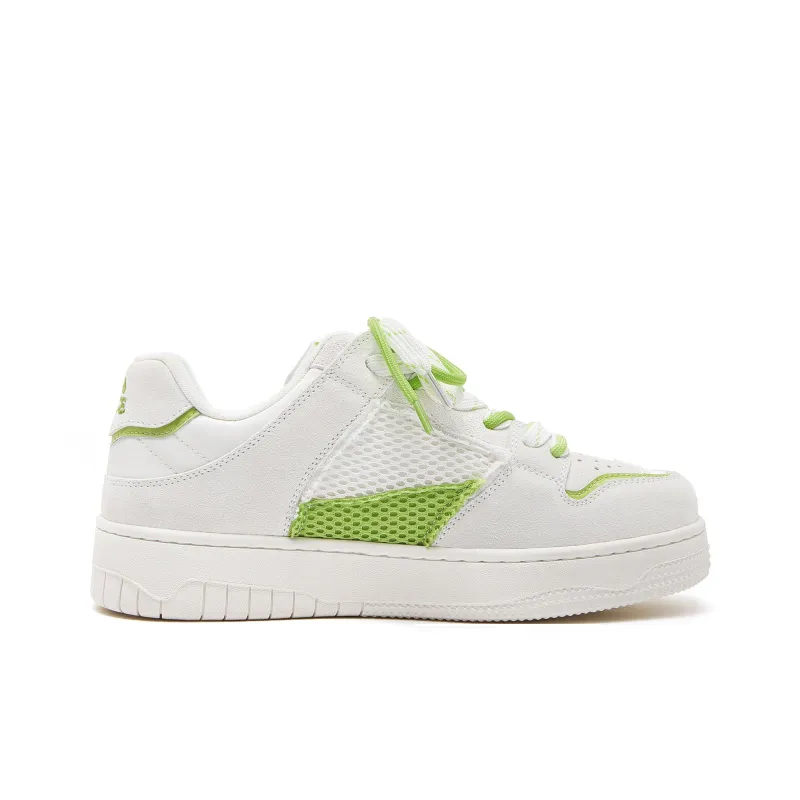 IMARSE Anti Slip And Wear Resistant Height Increasing Low Top Skateboard Shoes Unisex White Green-1
