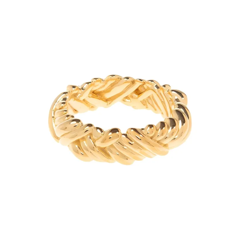 Bottega Veneta 925 Sterling Silver Rings Unisex Gold-0