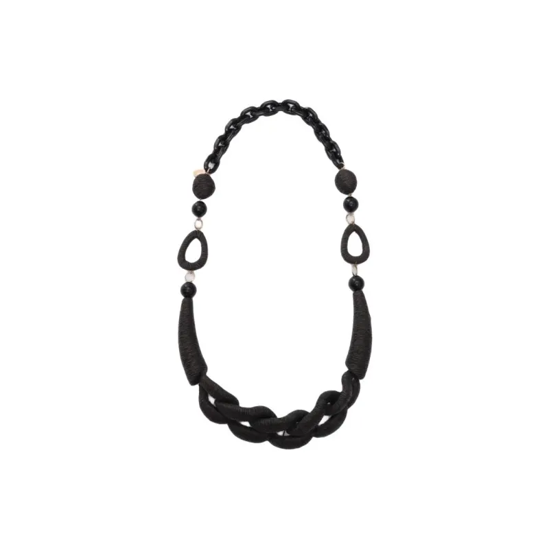 WEEKEND MaxMara Paper, Polyester, Resin Necklaces Women's Black-1