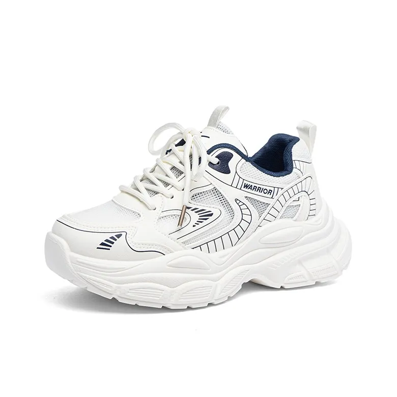 Warrior Abrasion Resistant Breathable Low Top Casual City Commute Running Shoes Women's Beige Blue-1