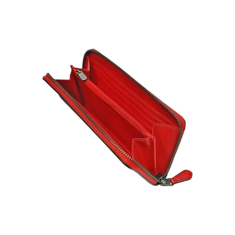 COACH POPPY Leather Wallet Trumpets Women's Vermilion-1