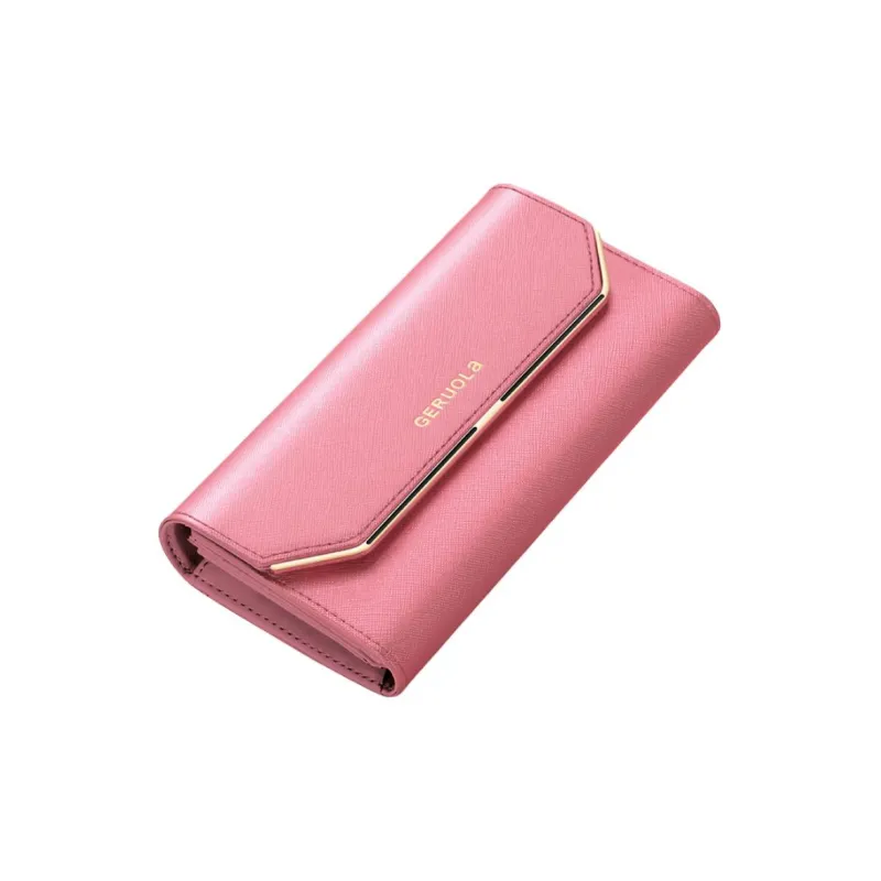 Gorora Classic Cross Grain Cow Leather Long Wallet Women's Multicolor-5