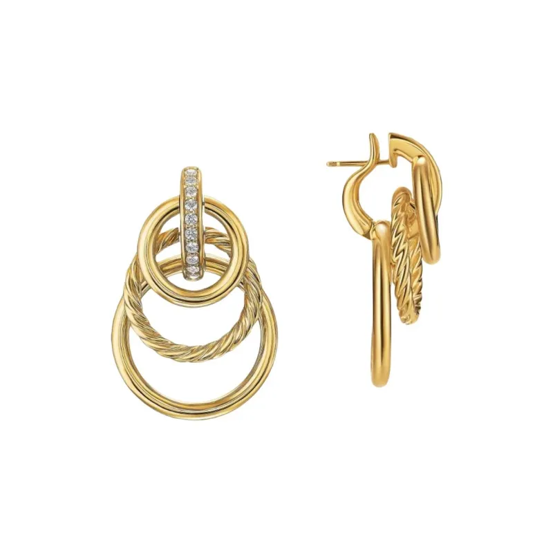 David Yurman 18K Gold Dy Mercer® Diamond Earrings-2
