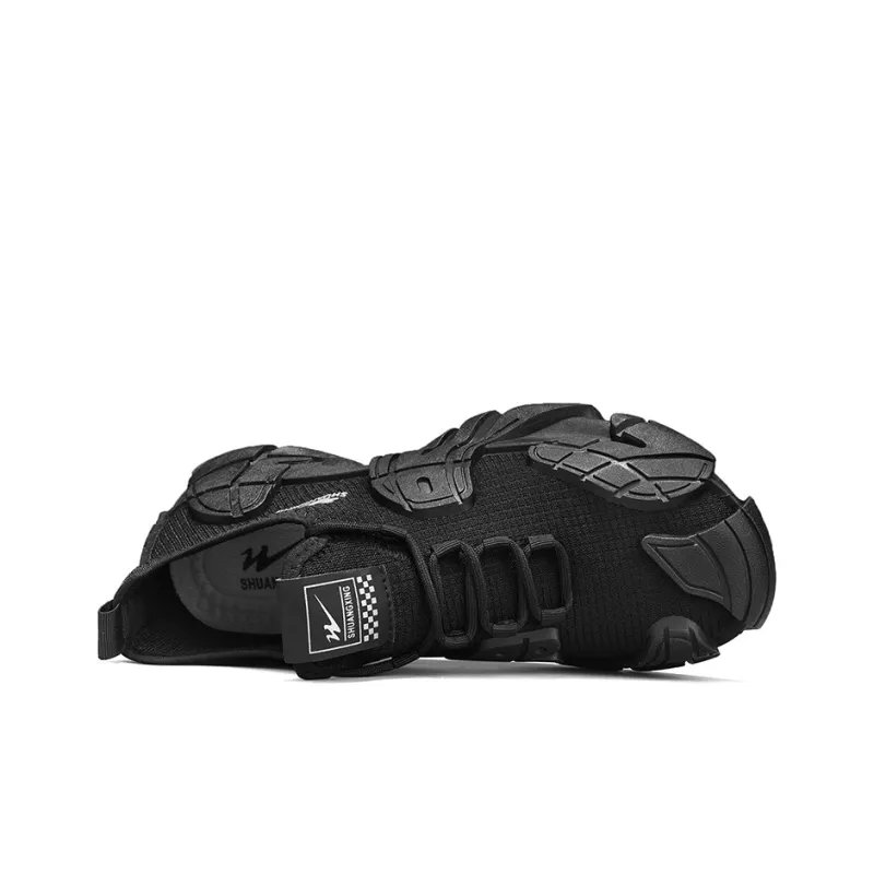 Binary Breathable Low Top Chunky Sneakers Men's Black-6
