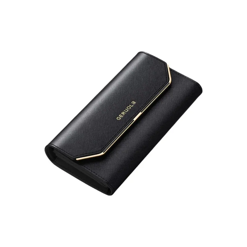 Gorora Classic Cross Grain Cow Leather Long Wallet Women's Multicolor-8