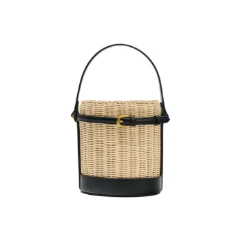 ZARA Rattan Crossbody One Shoulder Handbag Women's Light Beige